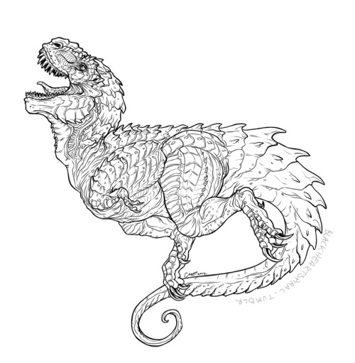briannacherrygarcia:blackheartspiral:Commission of Tyrannosaurus Rex based Tattoo designs - includin