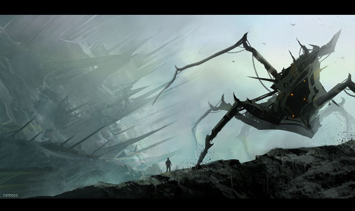 c0ry-c0nvoluted:  More cool stuff from this dude –>>   ramsesmelendeze Alien invasions and big ass spiders an’ shit. -cc