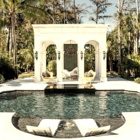 Mediterranean Pool - PoolExample Of A Large Tuscan Backyard Custom-shaped Hot Tub Design