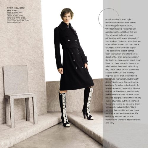 Unknown model in black-and-white Reed-Krakoff knee high lace-up boots for Saks Fifth Avenue fall 201