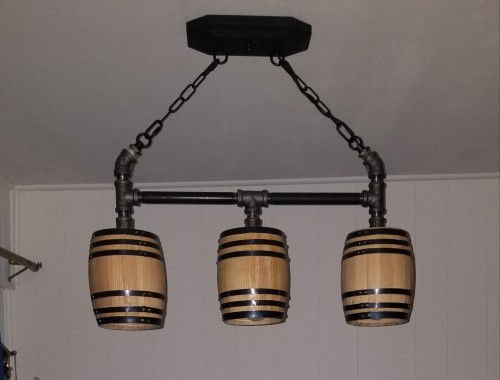 Light Fixture Using Baby Barrels, Black Pipe And A Smart Switch.