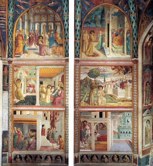 benozzo-gozzoli: Scenes from the Life of St. Francis (north wall), 1452, Benozzo GozzoliMedium: fres