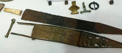 Roman gladius with scabbard, 1st century AD.from the Archaeological Museum Strasbourg