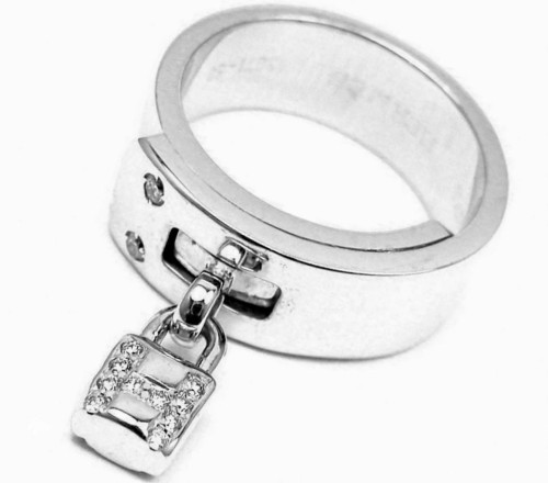 Diamond and white gold ‘H’ lock ring, Hermès (at Fortrove)
