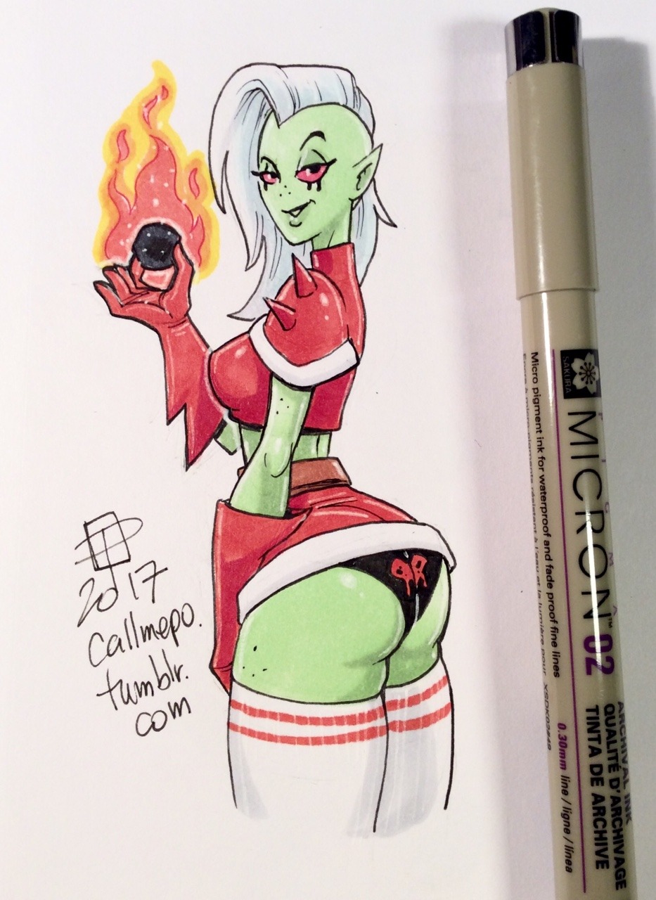 callmepo: Remember boys, she’s still the bad guy…  Holiday Hottie tiny doodle
