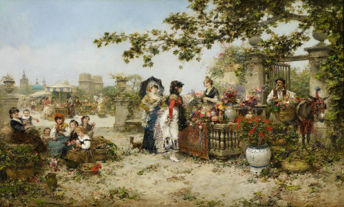 The Flower Market by José Benlliure Gil (1858 Valencia–1937 Valencia)