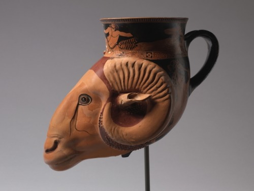 cma-greek-roman-art: Ram-Head Rhyton, Brygos Painter, c. 480-470 BC, Cleveland Museum of Art: Greek 