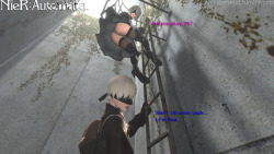 epicxgeneral: The struggle climbing up a ladder with 2B.   ( ͡° ͜ʖ ͡°) 1080p     [Archive] I’ve been inactive for about 2 days because my internet was completely down.  I made this quick shot for the lulz.  Also I’m preparing to do another