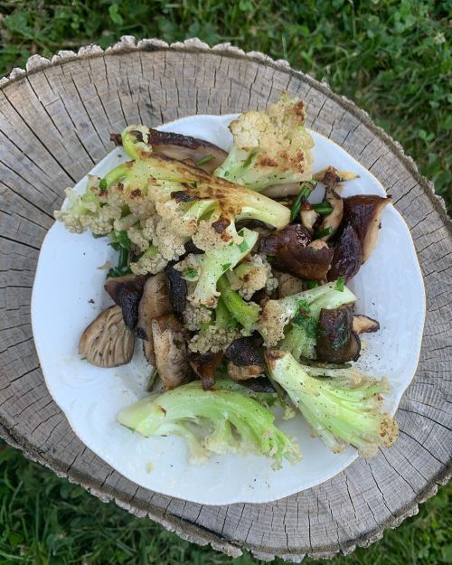 I think this is the best thing I’ve ever eaten. It’s ALL home grown. Shiitake mushrooms, garlic scap