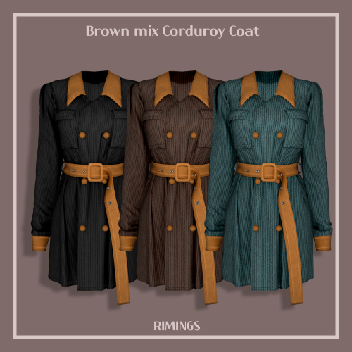 [RIMINGS] Brown mix Corduroy Coat - FULL BODY- NEW MESH- ALL LODS- NORMAL MAP- 16 SWATCHES- HQ COMPA