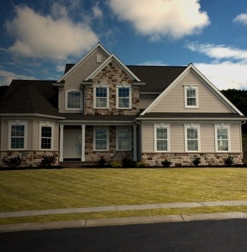Ideas For A Sizable, Classic, Two-story Vinyl Gable Roof RenovationInspiration For A Large Timeless Beige