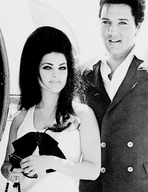Elvis and Priscilla Presley at the McCarran airport in Las Vegas, NV., May 1, 1967.