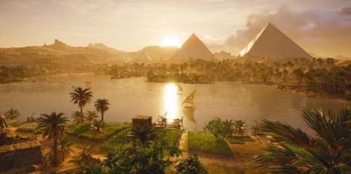 View of Giza plateau, Reconstruction made by Ubisoft for the game Assassin’s Creed.