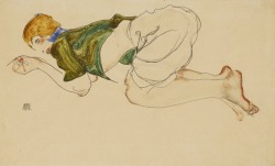 lawrenceleemagnuson: Egon Schiele (1890-1918)Kniende Frau (1912)gouache, watercolor and pencil on paper 31.1 x 48.2 cm