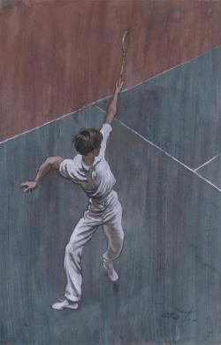 huariqueje:The Squash Player   -  Cecil Beaton      British, 1904–1980  Watercolour, 43 x 27.25 cm. (16.9 x 10.7 in.)  