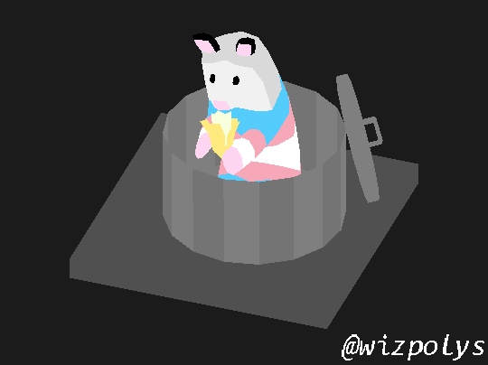 wizpolys:00361 - Opossum [In A Trans Flag Sweater] - 499 Polygons