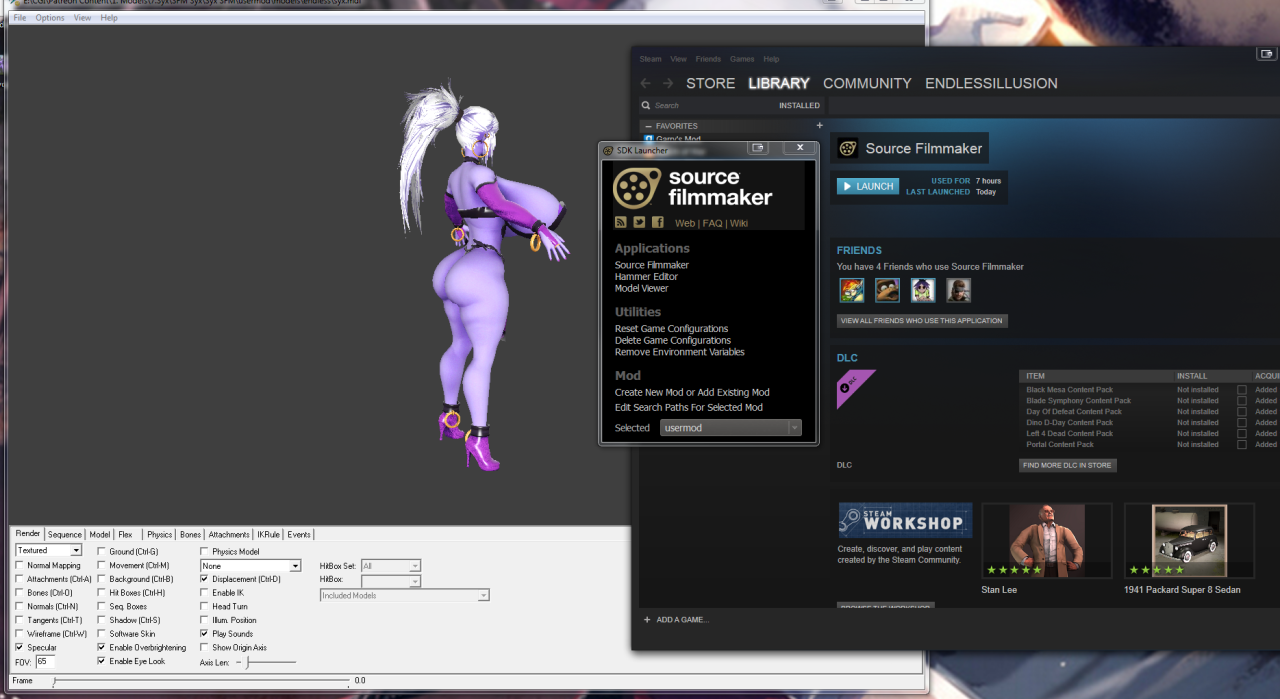 endlessillusionx:  Syx Ready for SFM Animation :)) clothes are bodygroups, she has