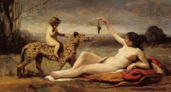 saint-turpentine: Bacchante with a Panther (1860) Camille Corot  