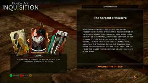 spicyshimmy:[DRAGON AGE]: All three of the Inquisition’s advisors have been introduced, but can you 