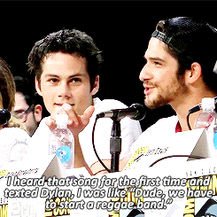 holland-roden:  &ldquo;After listing to &quot;Rude&rdquo; by Magic, Tyler Posey texted Dylan O’Brien about starting a reggae band.&ldquo; 