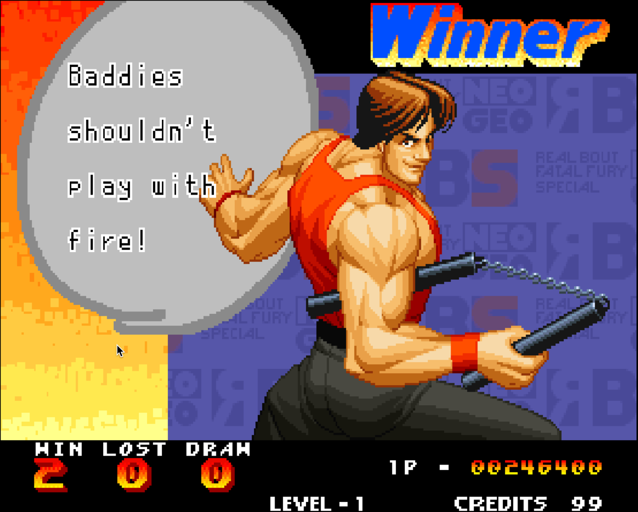 Bison2Winquote — - Duck King, Fatal Fury 1: King of the Fighters