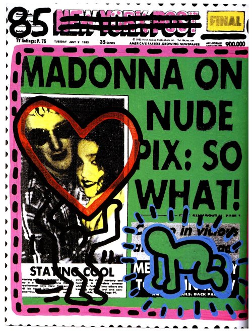 archivedeathdrive: One of Keith Haring and Andy Warhol’s paintings they made for Madonna&rsquo