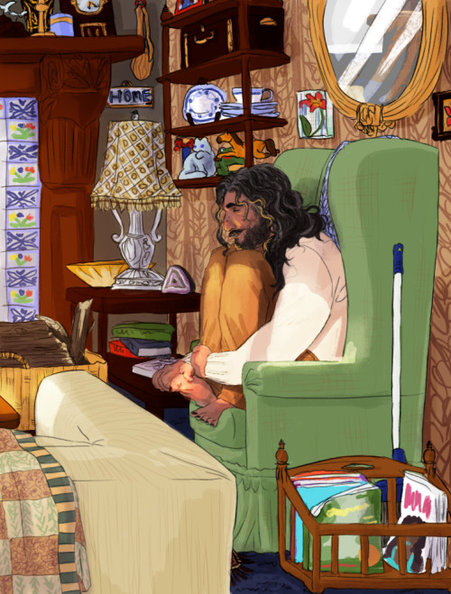 nemesisfall:jon being absolutely at home in their little grandma cottage ☼