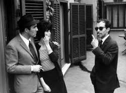 mimbeau:  Michel Piccoli, Brigitte Bardot and Jean-Luc Godard on the set of               “Le Mépris” France 1963 Ghislain Dussart