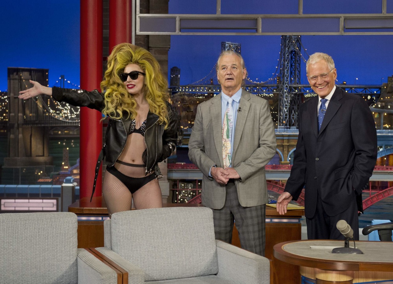 ladyxgaga:  Photos of Gaga with Bill Murray and David Letterman on the set of The