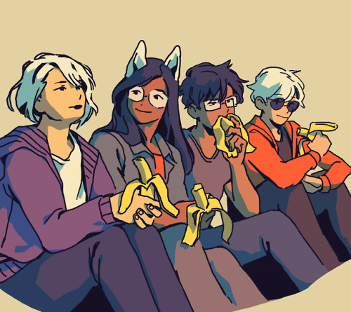 fenkko:happy 10th birthday, homestuck!! some friends eating bananasfeels nostalgic typing these char