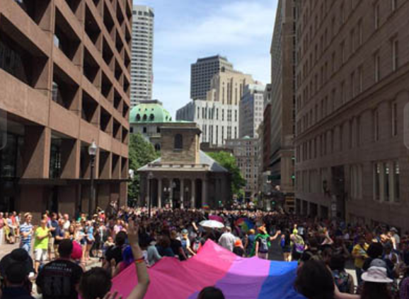 stilesisbiles:  Giant bi pride flags. The world needs more of them.