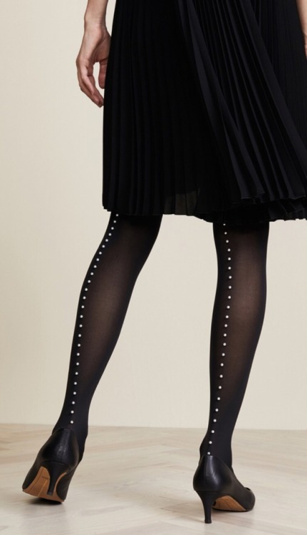 Wolford Imitation Pearl Back Seam Tights - shopstyle.it/l/sv6d A line of imitation pearls tra