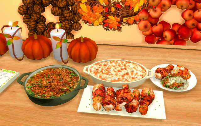 SIMS 4 CUSTOM RECIPE: Grilled Chicken with Green Bean Casserole & Sweet