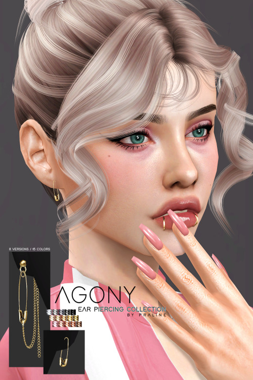 pralinesims: AGONY Ear Piercing CollectionHi guys!~ The recent days I’ve spent my time with re