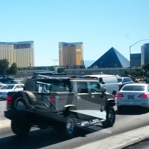 Las Vegas is all a mirage but it is strangely beautiful in its excess… #hummer #humvee #LasVegas #conspicuousconsumption #Luxor #pyramid #TheStrip #bhof #bhof2015