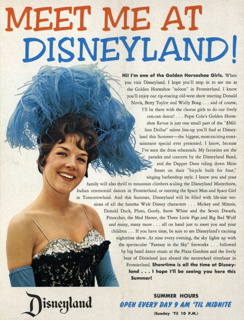 1961 Disneyland ad featuring a Golden Horseshoe Girl