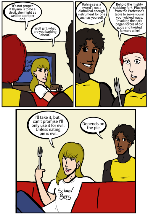 waitingforthet: Thinking of a PITCHfork there, Rahne. This comic is, as is usual for Wednesday&