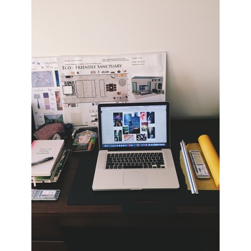 #studytime again #student #interiordesign #desk #organised #macbook #apple #vscocam #yellowtrace #ph