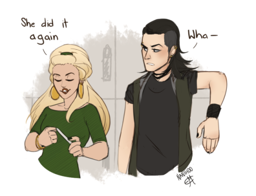 nanigram: Sigyn marks her territory with flannel.Long overdo High School Logyn for @bambzilla. Happy