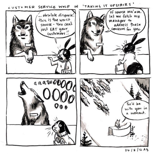 ask-cloud-skipper: pr1nceshawn: Customer Service Wolf.  That wolf embodies the thoughts of most in customer service 