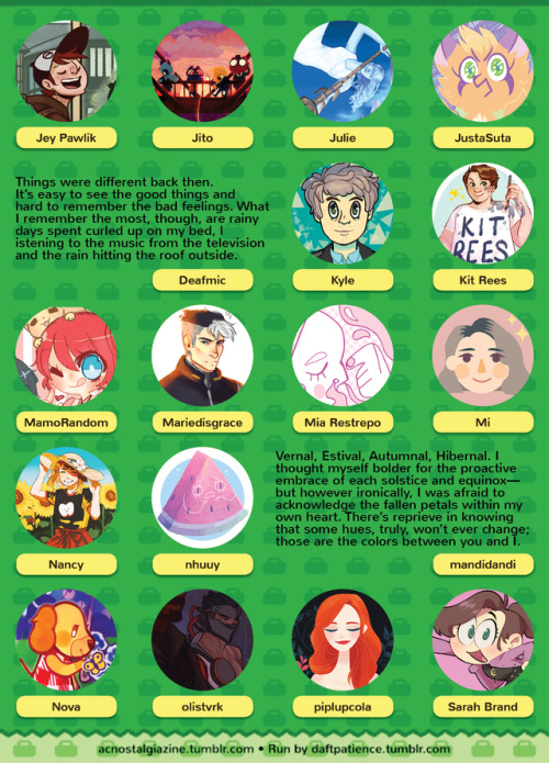 acnostalgiazine: Ta-daaah! I’m happy to announce the Rain and Flowers Contributor list! Artist