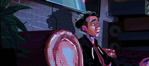 An early painting of Miles hanging out at Uncle Aaron’s. Sometimes before a final set design I like 