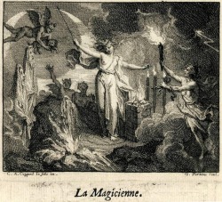 thefugitivesaint:Nicolas Henri Tardieu (1674-1749), ‘La Magicienne’ (The Sorceress), “Fables Nouvelles” by   Antoine Houdar de la Motte, 1719Source