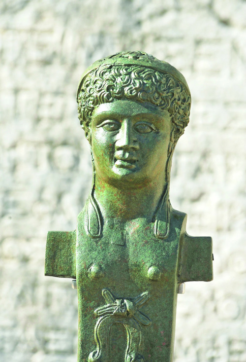 archaeology: archaeology: A bronze Hermes statue from the Roman era, which has been unearthed during