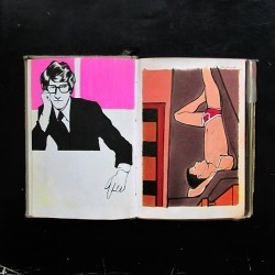 goguyexpress:  Snapping pieces of my #sketchbooks this week. Follow @izmsanma to get more art in your day 💛 #YSL #sixties ad copy &amp; #handsomeguy in #briefs from #2011 - #vintageart #retroart