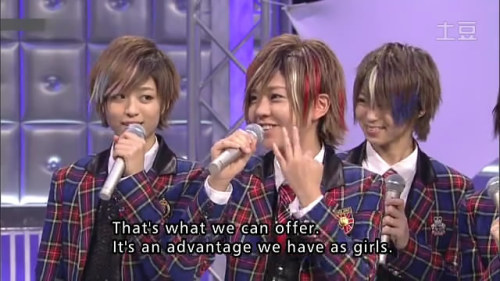 faisdm:  teastars:  ninjyaboy:  So basically Fudanjuku is a group that satisfy the needs of girls.  AND! So many of their songs are encouraging. ; w; They’re a fun group!  Also they are gigantic nerds omfg Momo shut up no you guys are not cool at