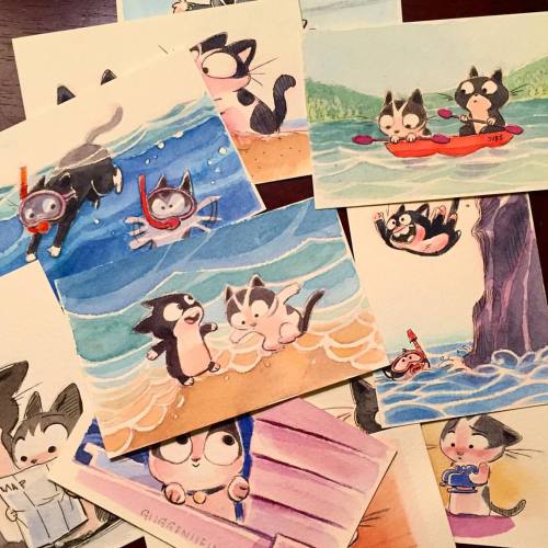 fawnv:I’ve been painting these kitties using The Perfect Sketchbook watercolor paper. Now the 