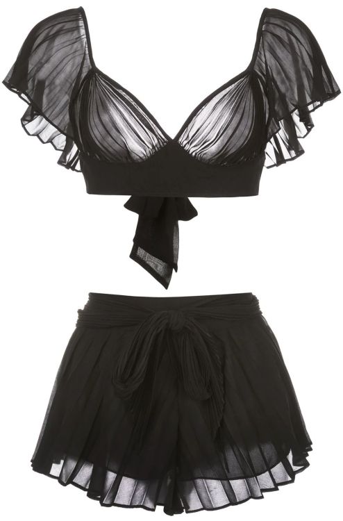 martysimone:Kiki de Montparnasse | Silk pleated bra top + tap shorts