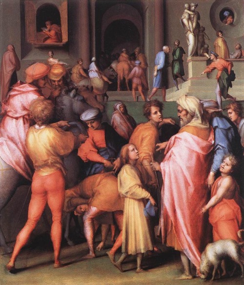 Joseph Being Sold to Potiphar, 1518, Jacopo PontormoMedium: oil,wood