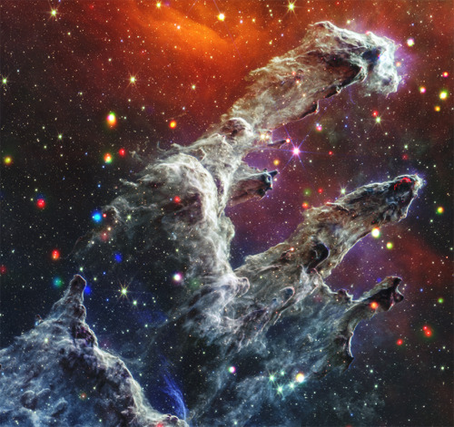 Pillars Of Creation (M16) For Chandra's 25th Anniversary (Chandra/Webb Composite) By NASA's James Webb